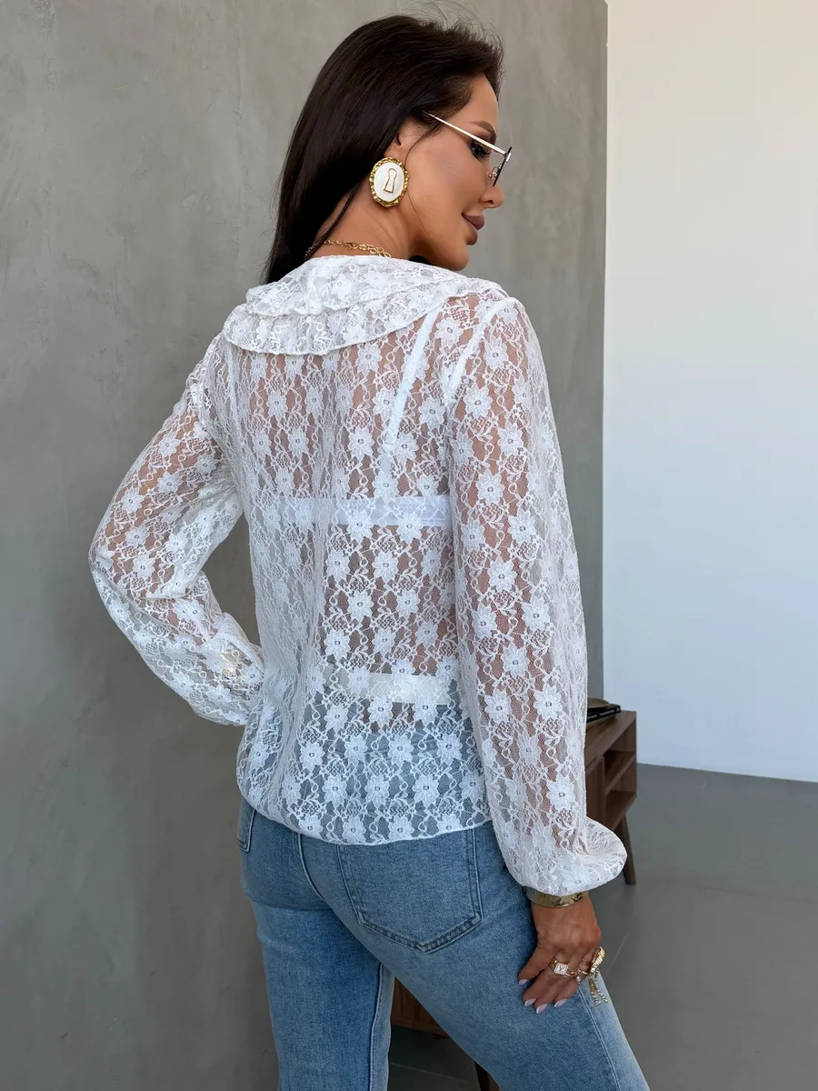 Белая нарядная кружевная блузка праздничная вечерняя