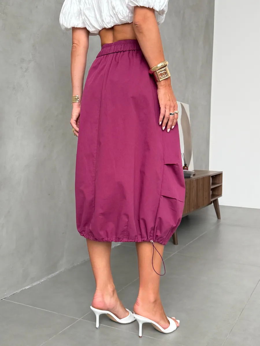 Бордовая длинная летняя юбка миди