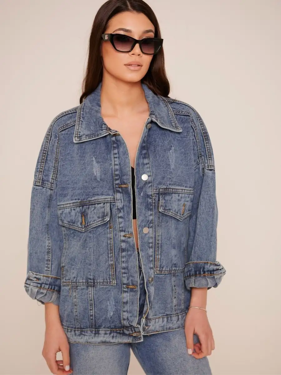 Голубая куртка джинсовая оверсайз