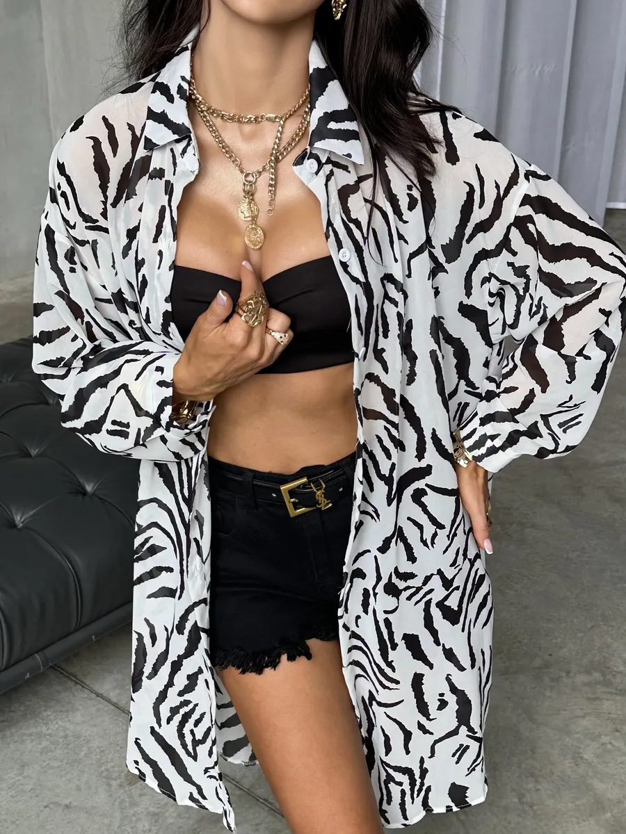 Белая рубашка оверсайз удлиненная