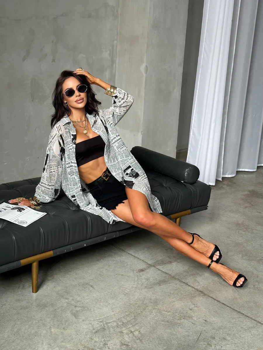 Белая рубашка оверсайз удлиненная