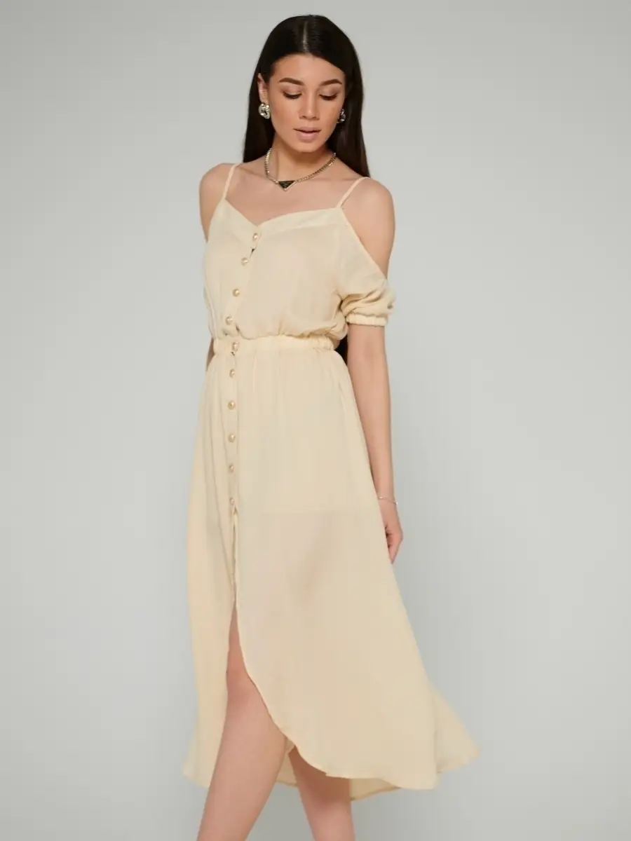 Бежевое платье летнее нарядное