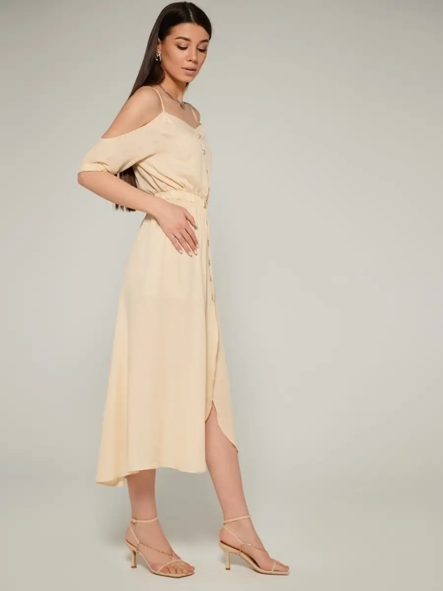 Бежевое платье летнее нарядное