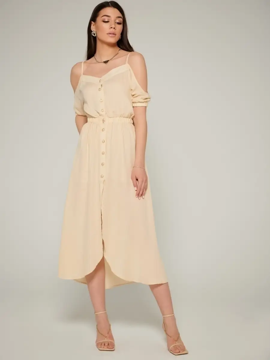 Бежевое платье летнее нарядное