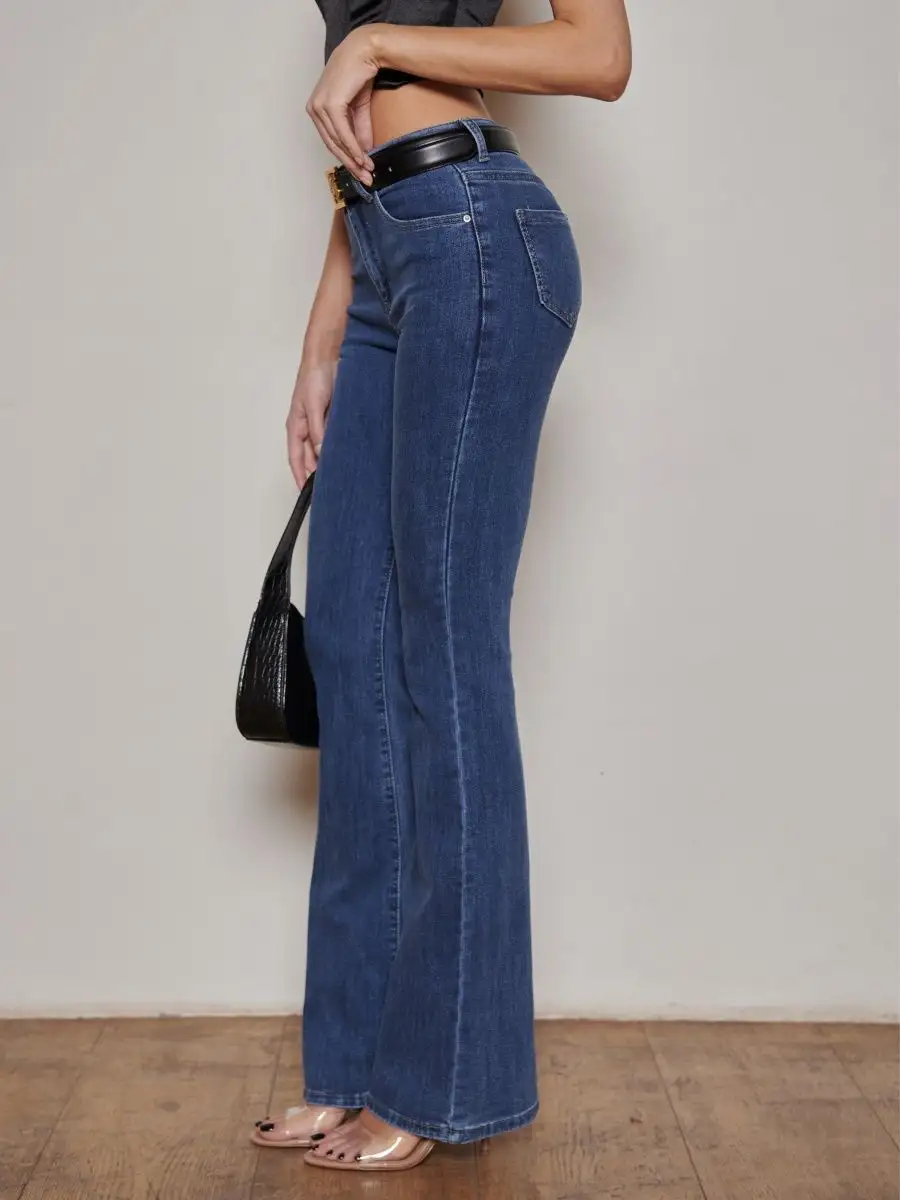 Джинсы с высокой посадкой пушап клеш