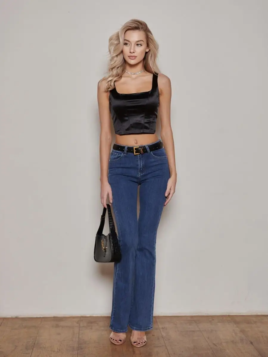 Джинсы с высокой посадкой пушап клеш