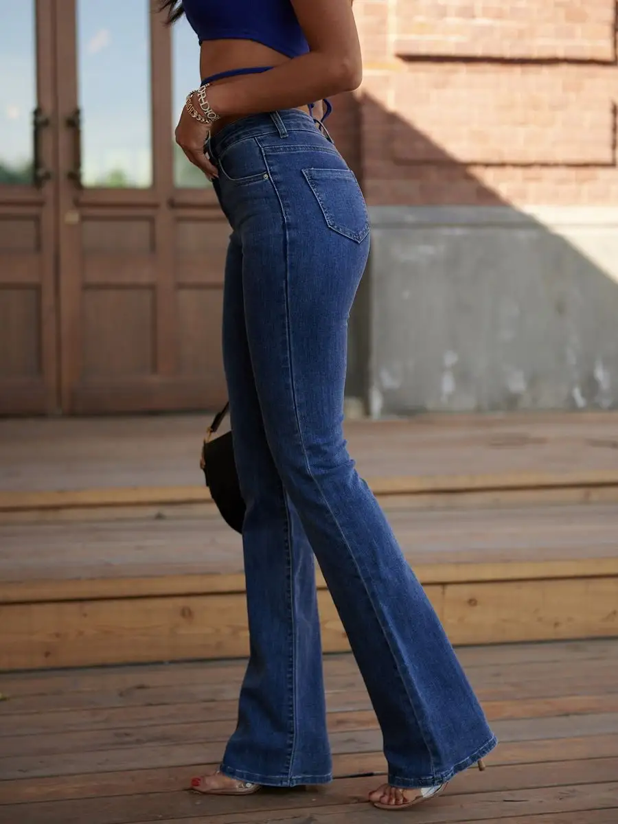 Джинсы с высокой посадкой пушап клеш