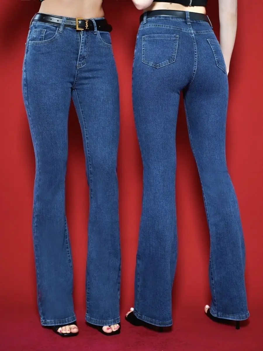 Джинсы с высокой посадкой пушап клеш