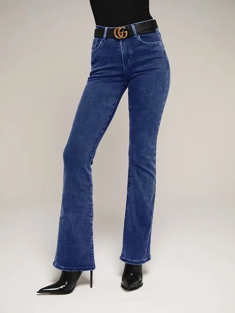 Джинсы с высокой посадкой пушап клеш