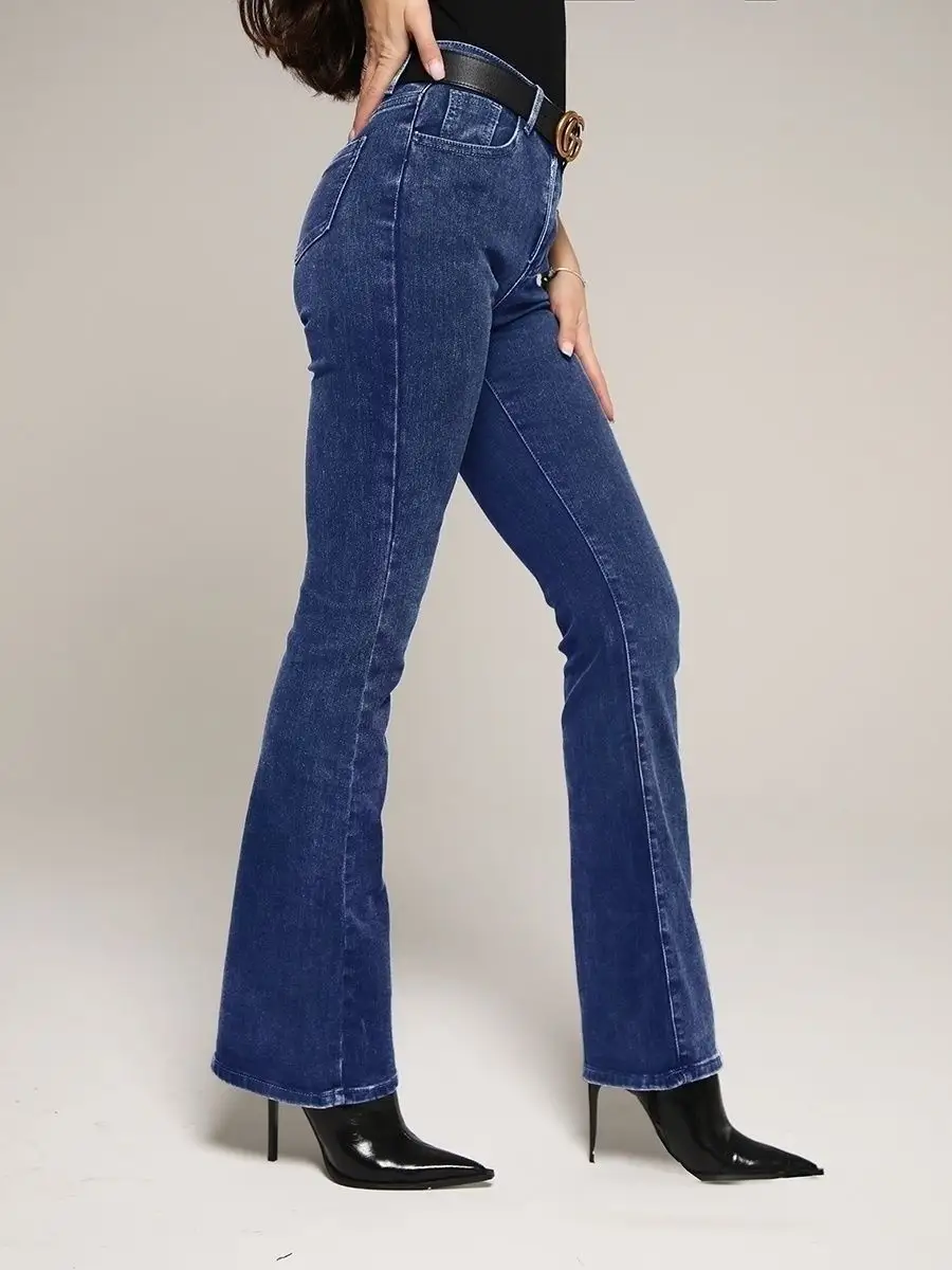 Джинсы с высокой посадкой пушап клеш