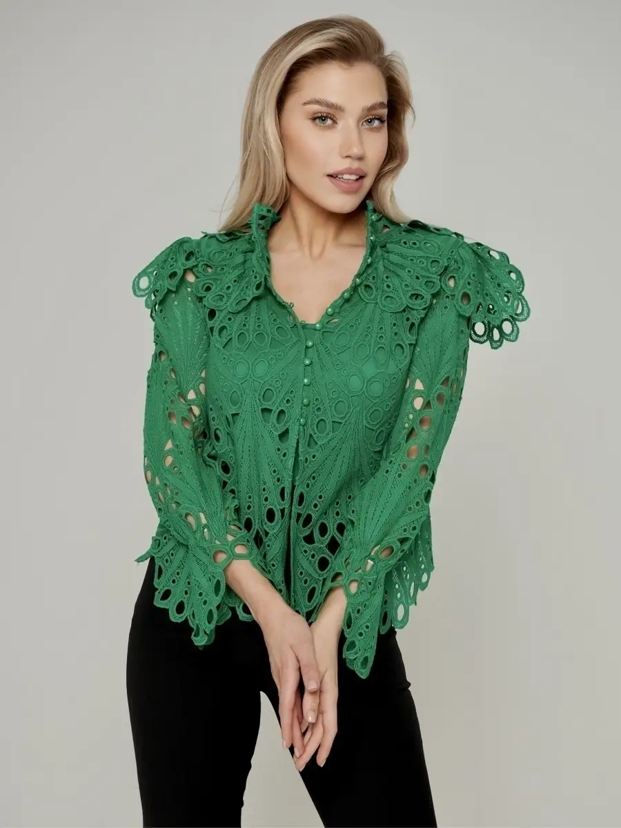 Зеленая блузка праздничная вечерняя