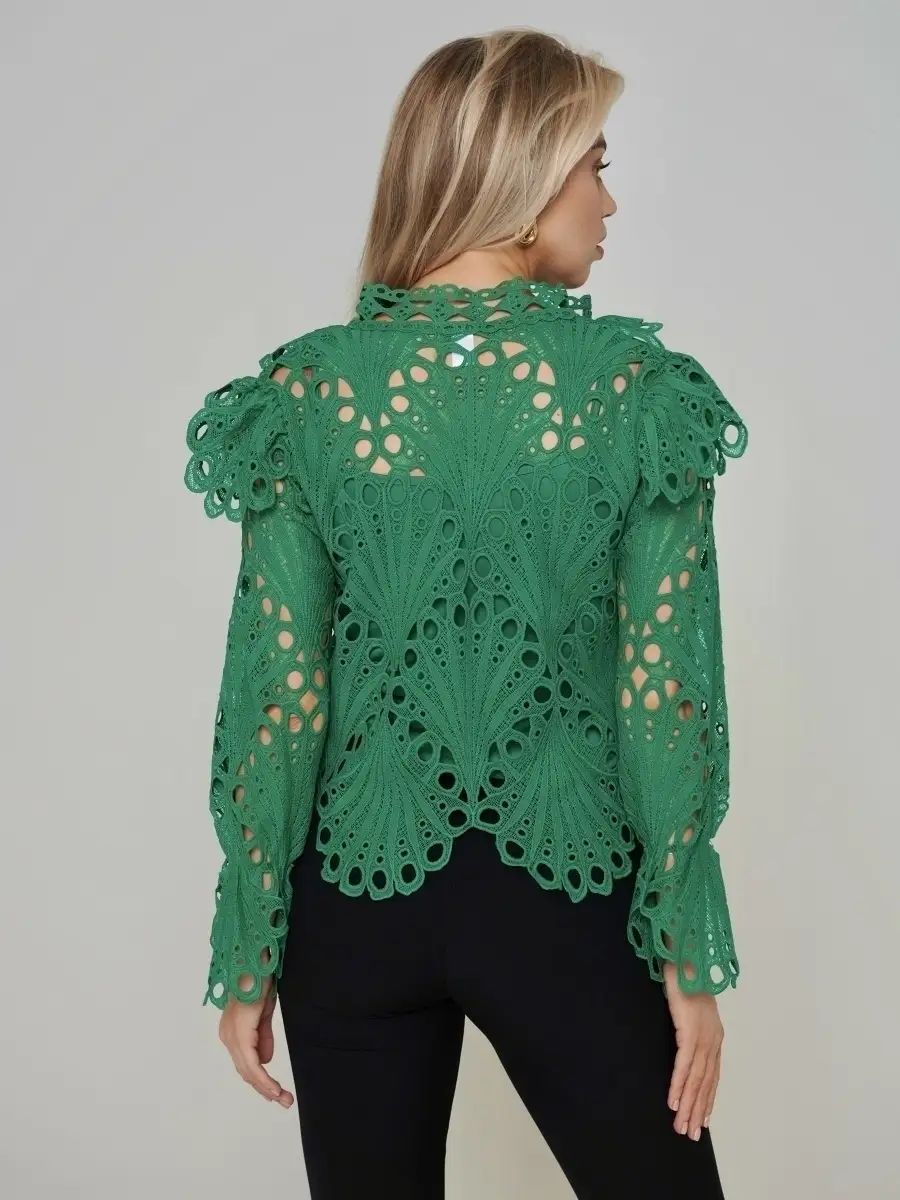 Зеленая блузка праздничная вечерняя