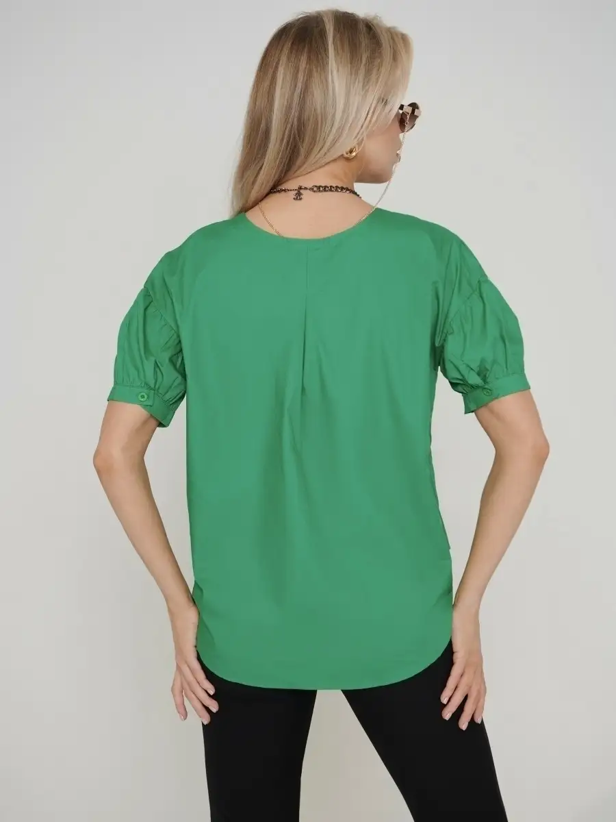 Зеленая блузка женская хлопковая праздничная