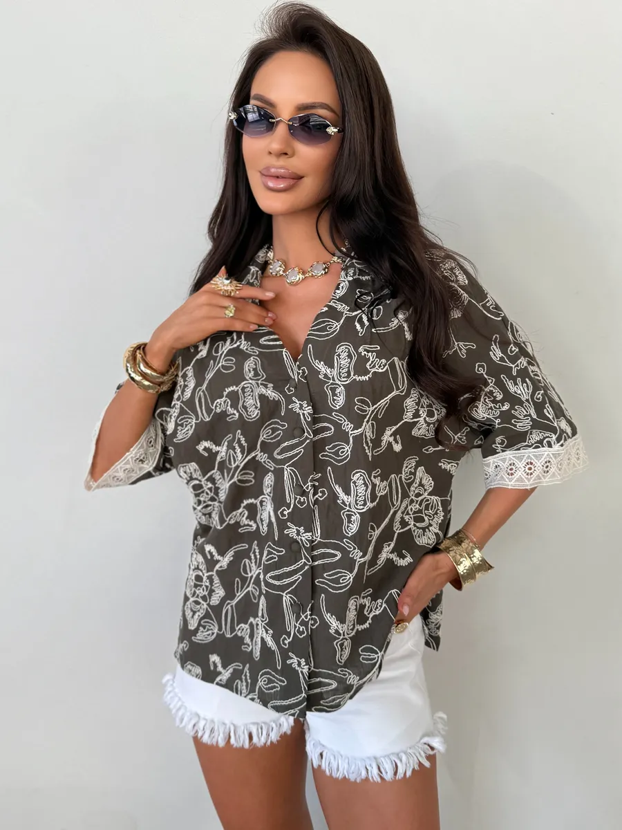 Блузка рубашка летняя льняная