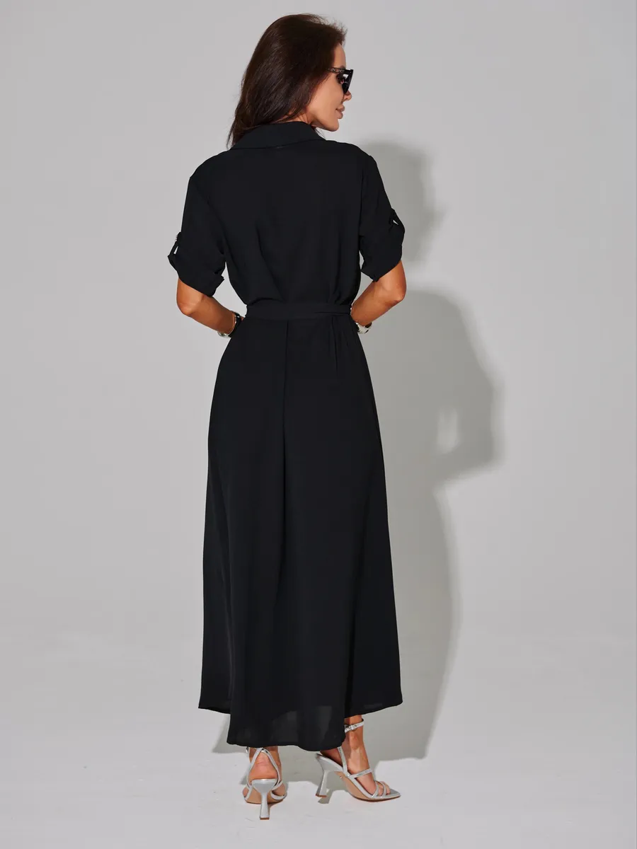 Черное длинное летнее платье повседневное