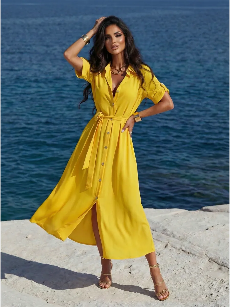 Длинное летнее платье повседневное