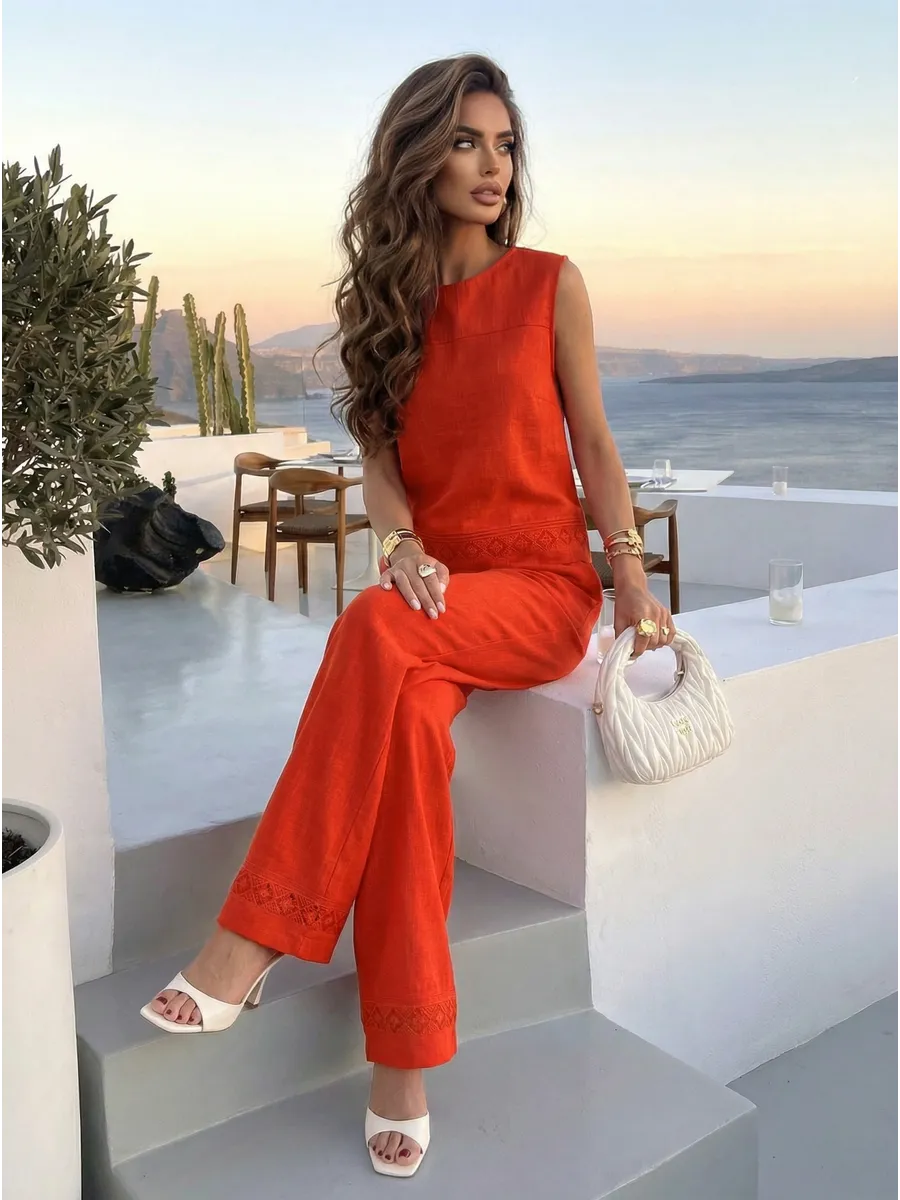 Костюм брючный летний льняной