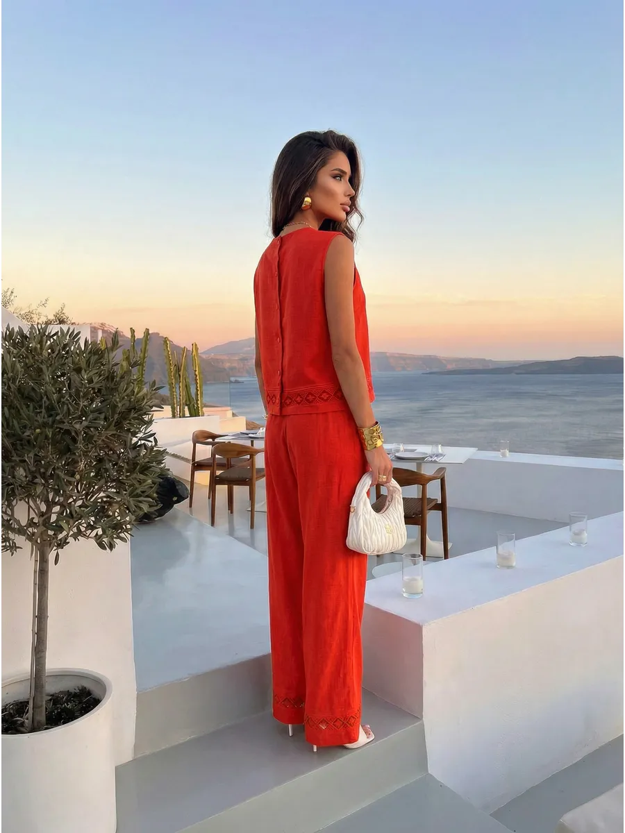 Костюм брючный летний льняной