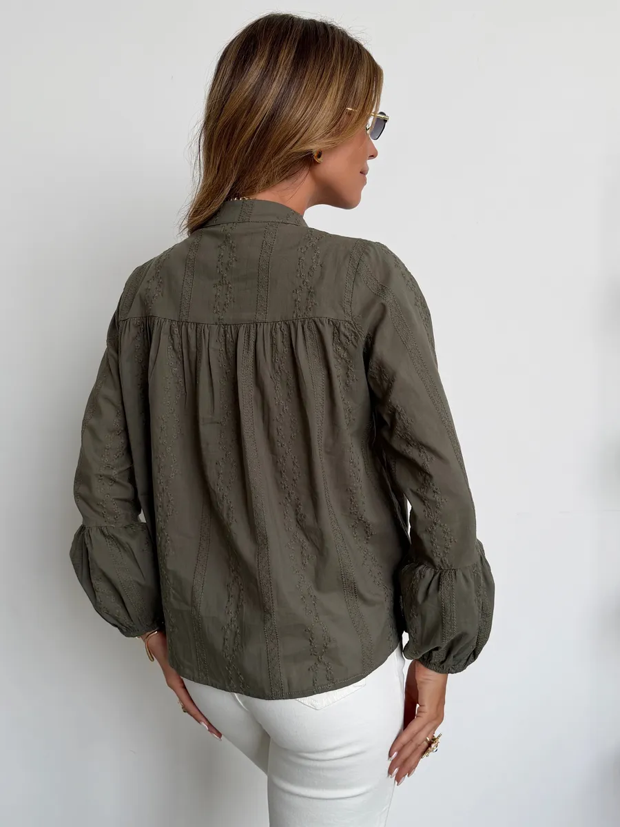 Зеленая блузка нарядная летняя хлопковая