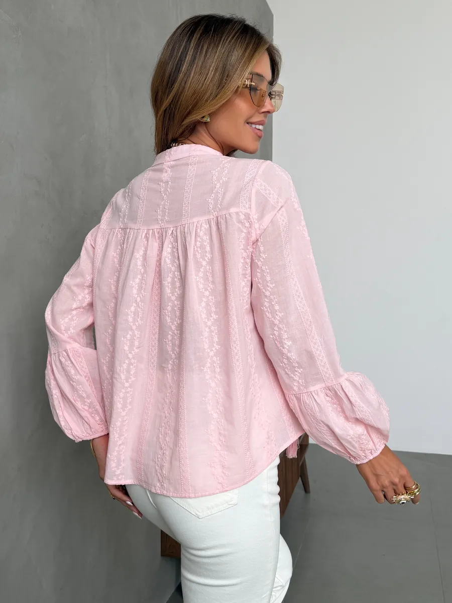 Розовая блузка нарядная летняя хлопковая
