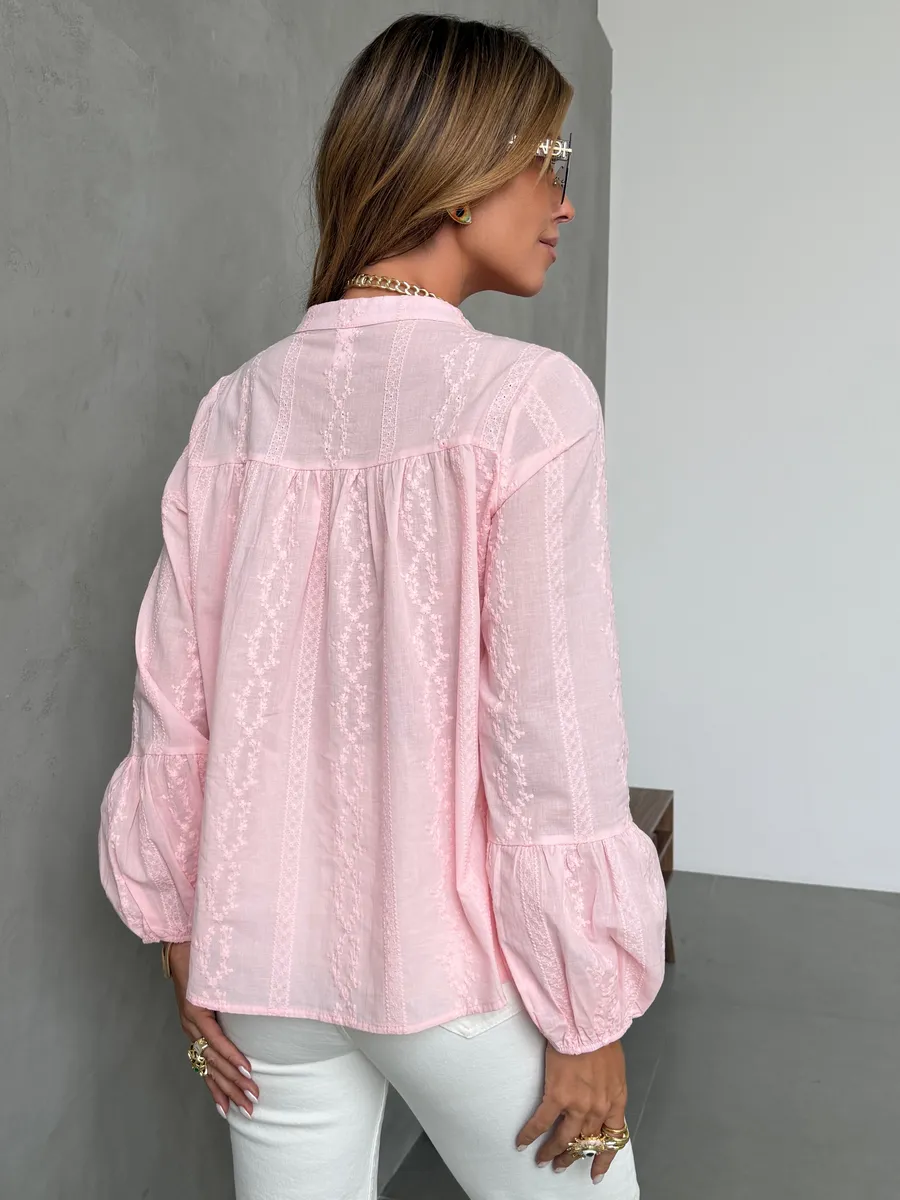 Розовая блузка нарядная летняя хлопковая