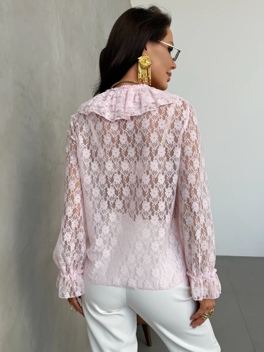 Розовая нарядная кружевная блузка праздничная вечерняя