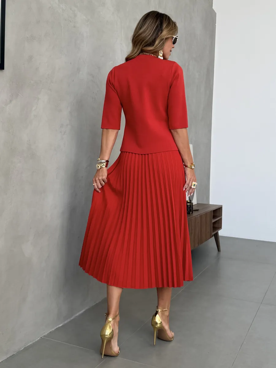 Оранжевый костюм с юбкой офисный нарядный