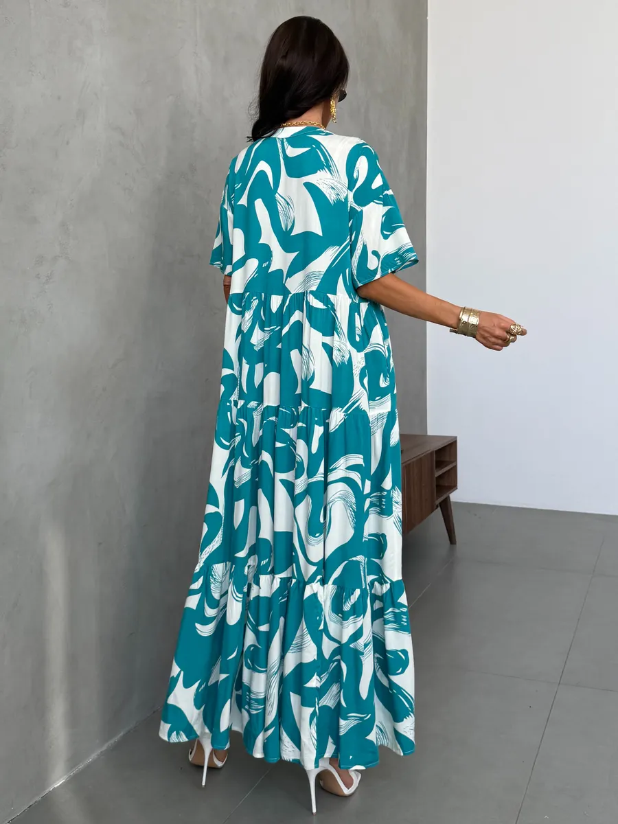 Зеленое летнее легкое платье повседневное