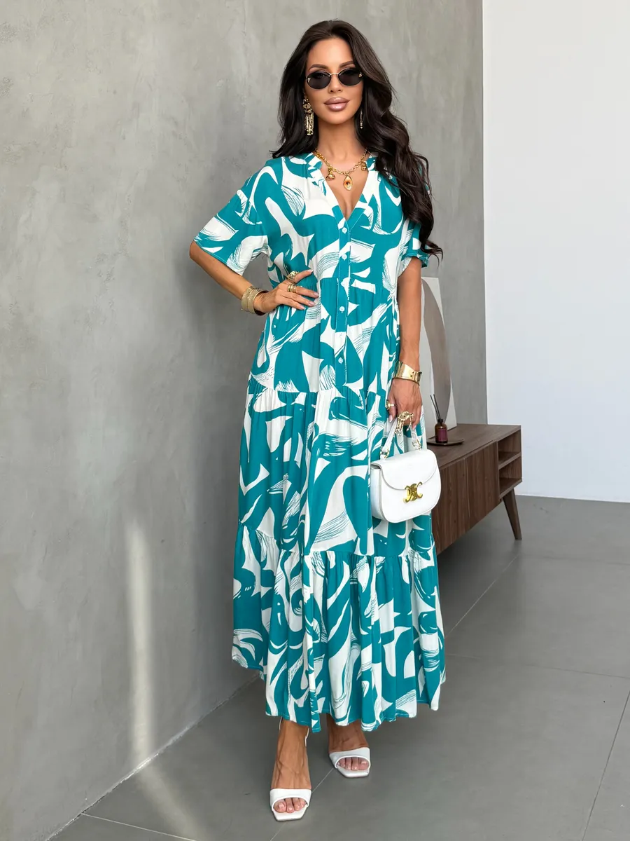 Зеленое летнее легкое платье повседневное