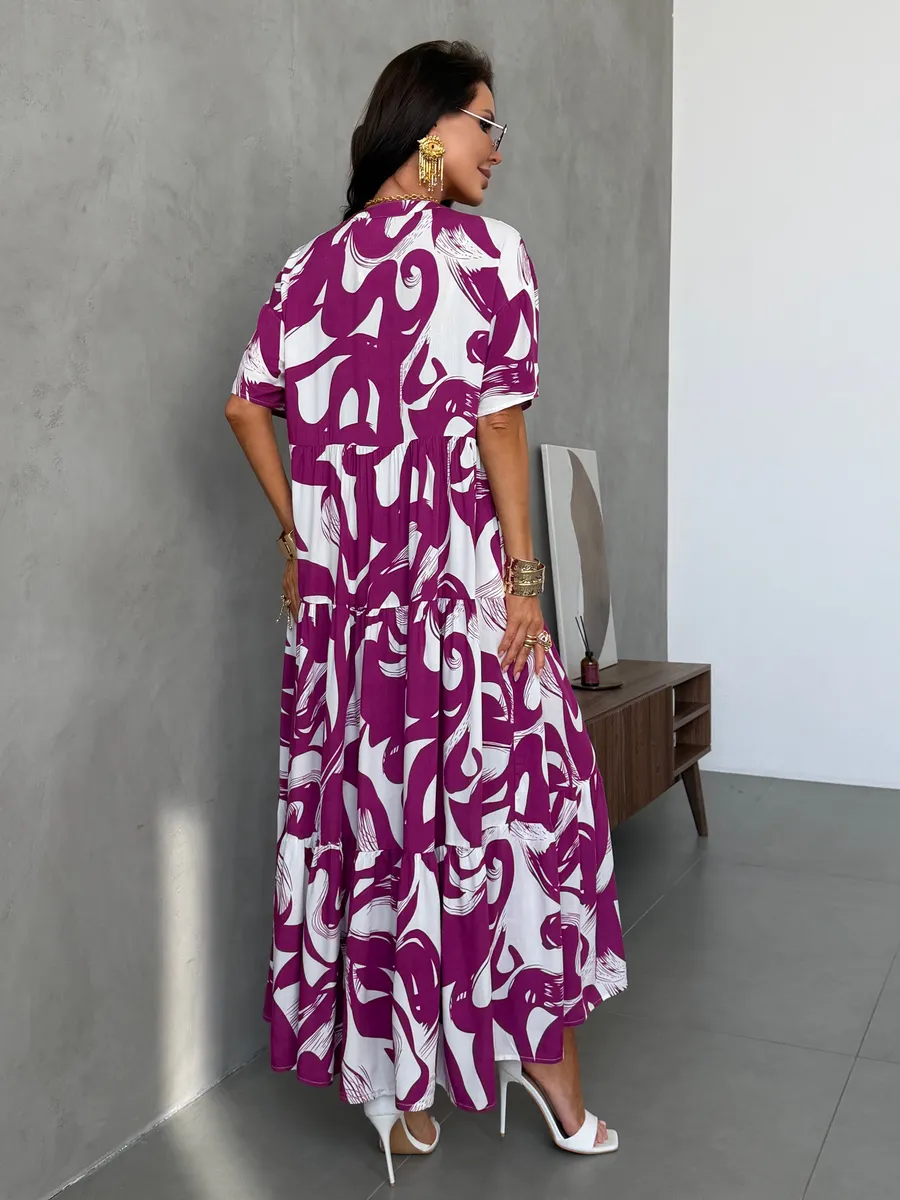 Фиолетовое летнее легкое платье повседневное бохо