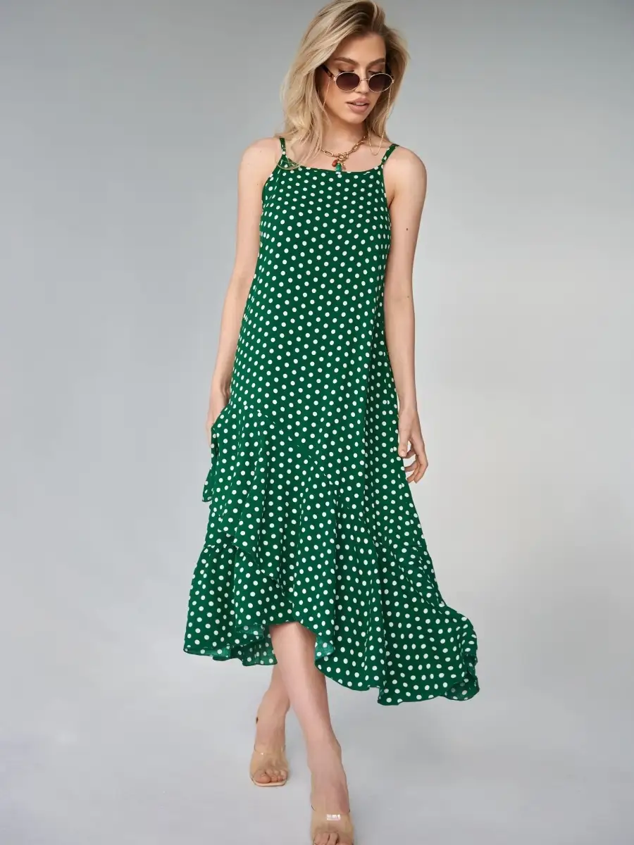 Зеленое платье женское сарафан летнее