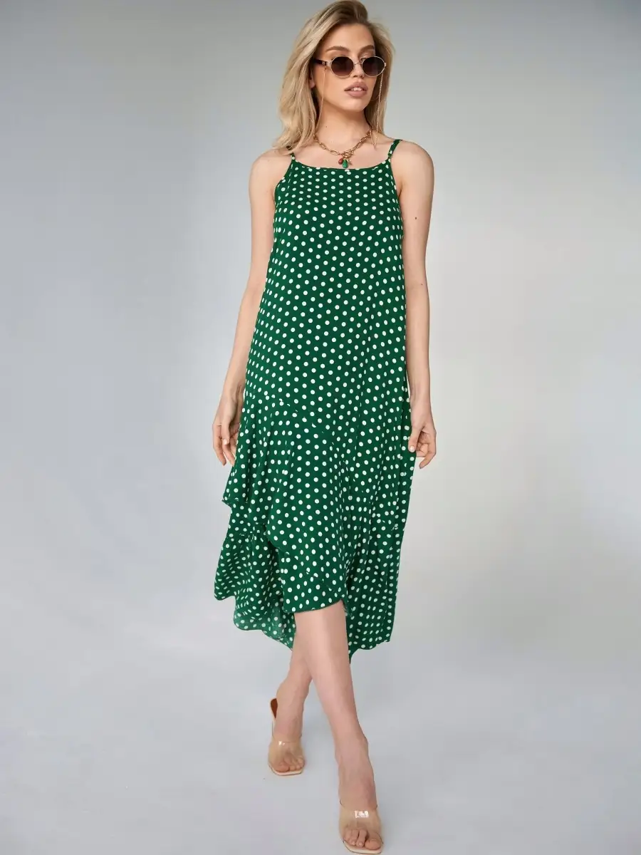 Зеленое платье женское сарафан летнее