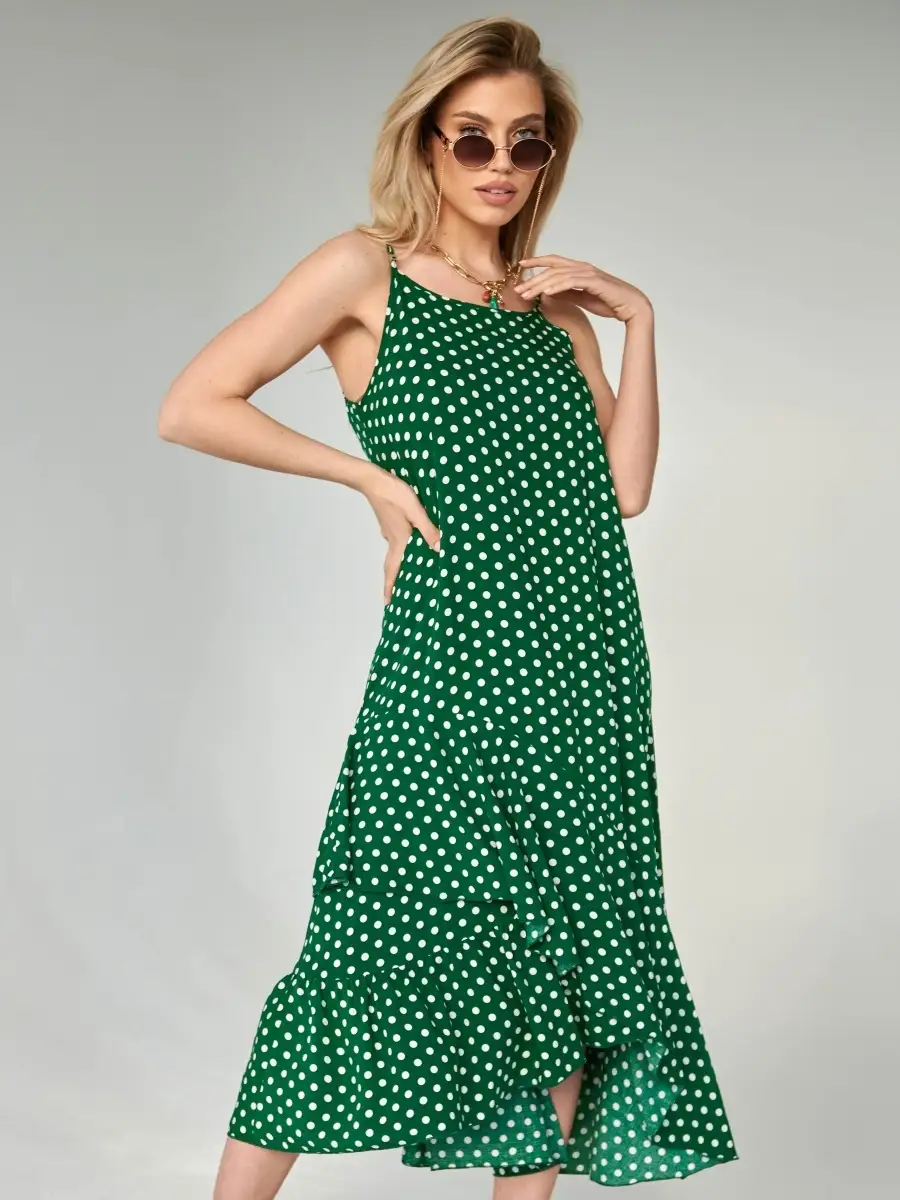 Зеленое платье женское сарафан летнее