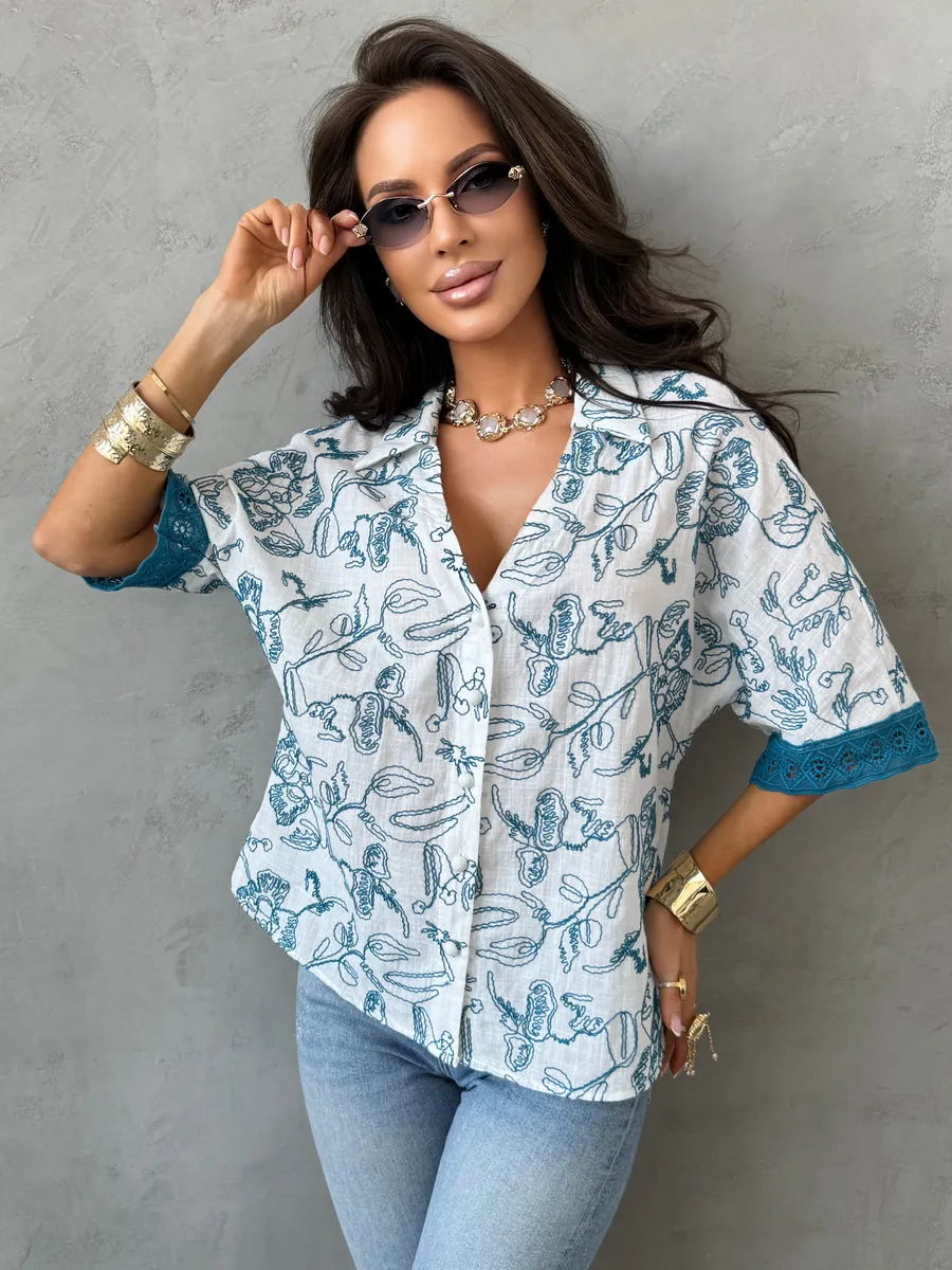 Белая блузка рубашка летняя льняная