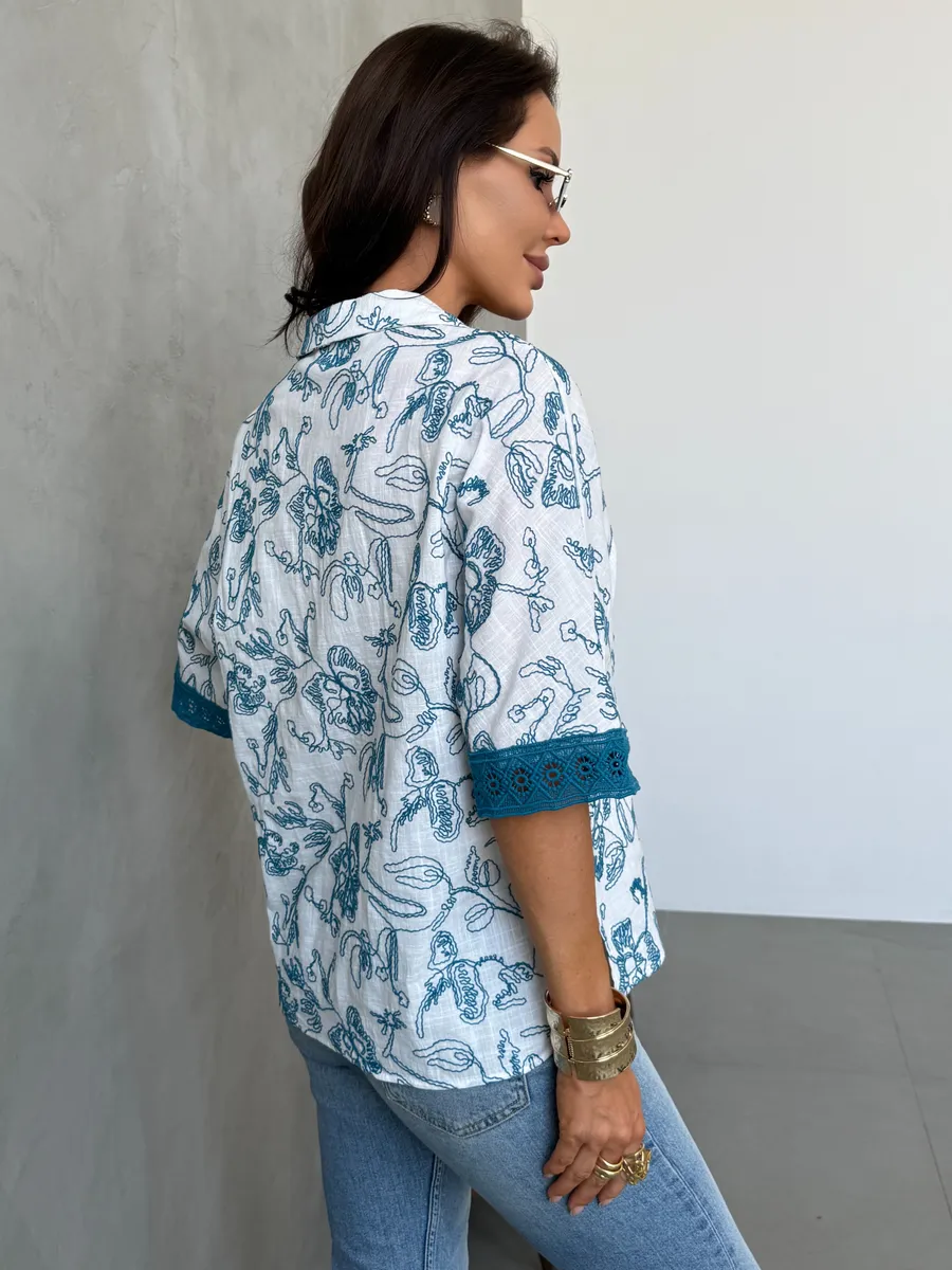 Белая блузка рубашка летняя льняная