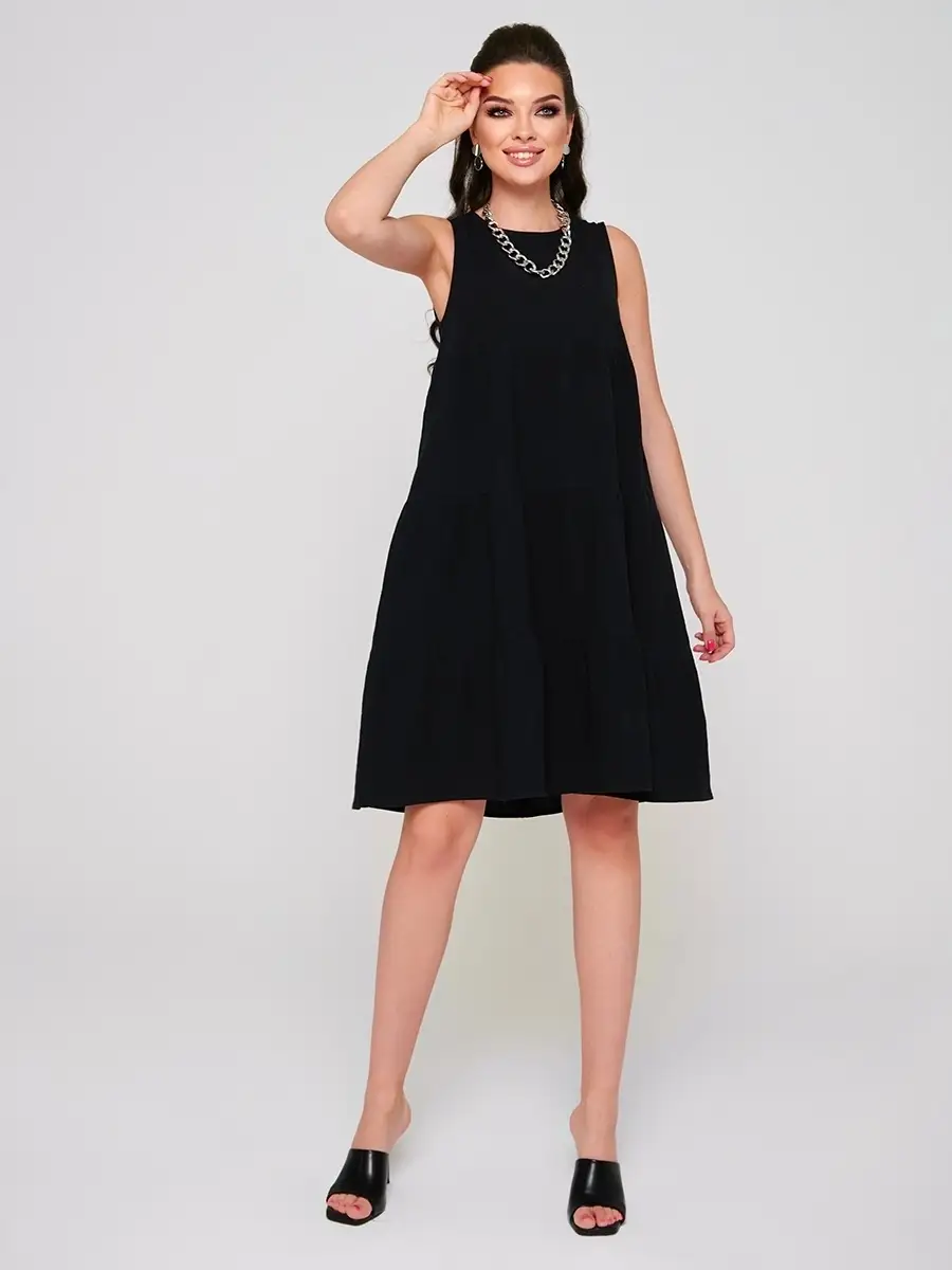 Черное платье женское сарафан летнее нарядное