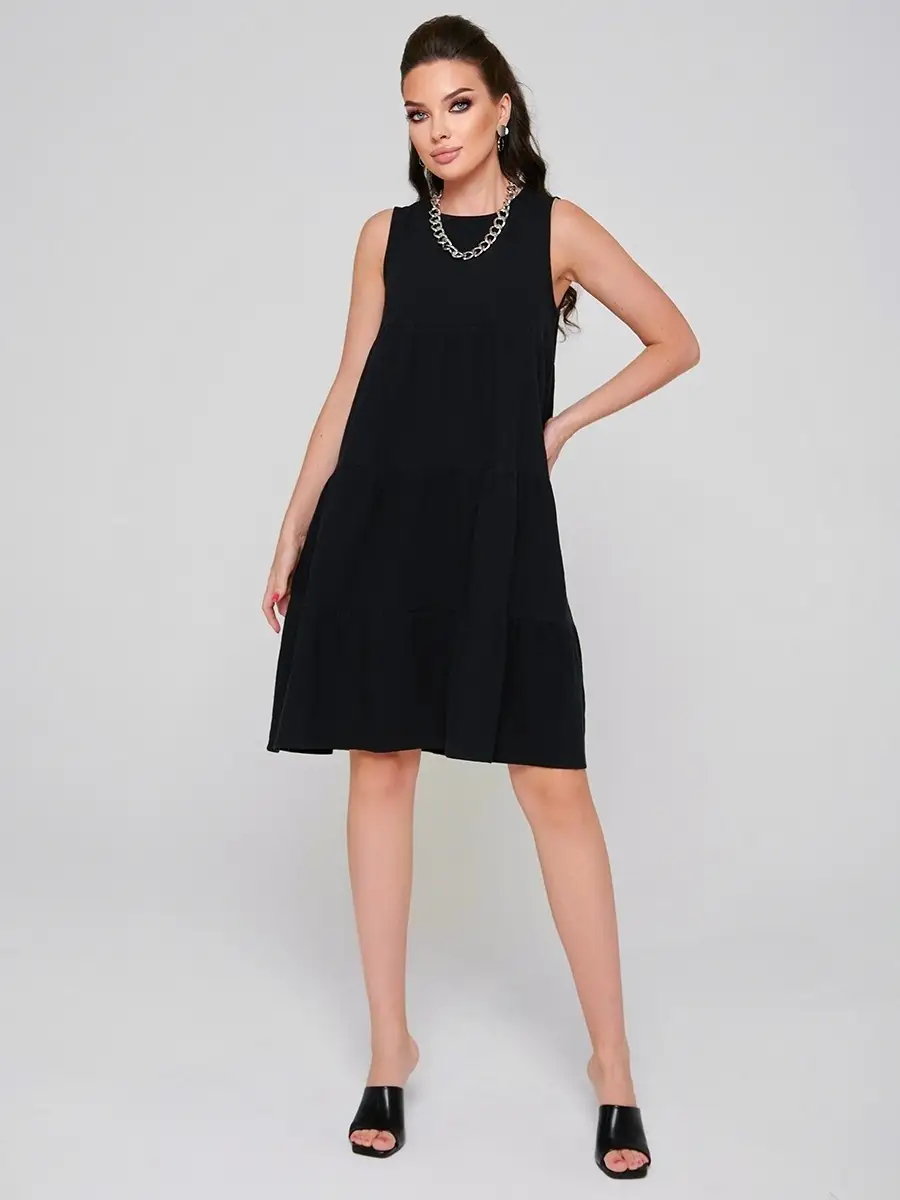 Черное платье женское сарафан летнее нарядное