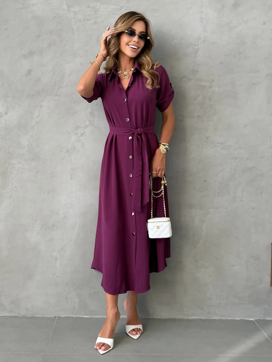 Фиолетовое длинное летнее платье повседневное