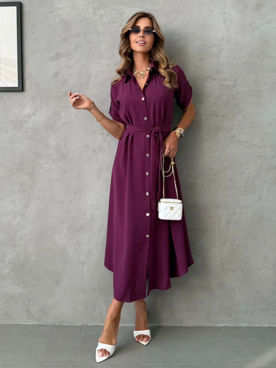 Фиолетовое длинное летнее платье повседневное