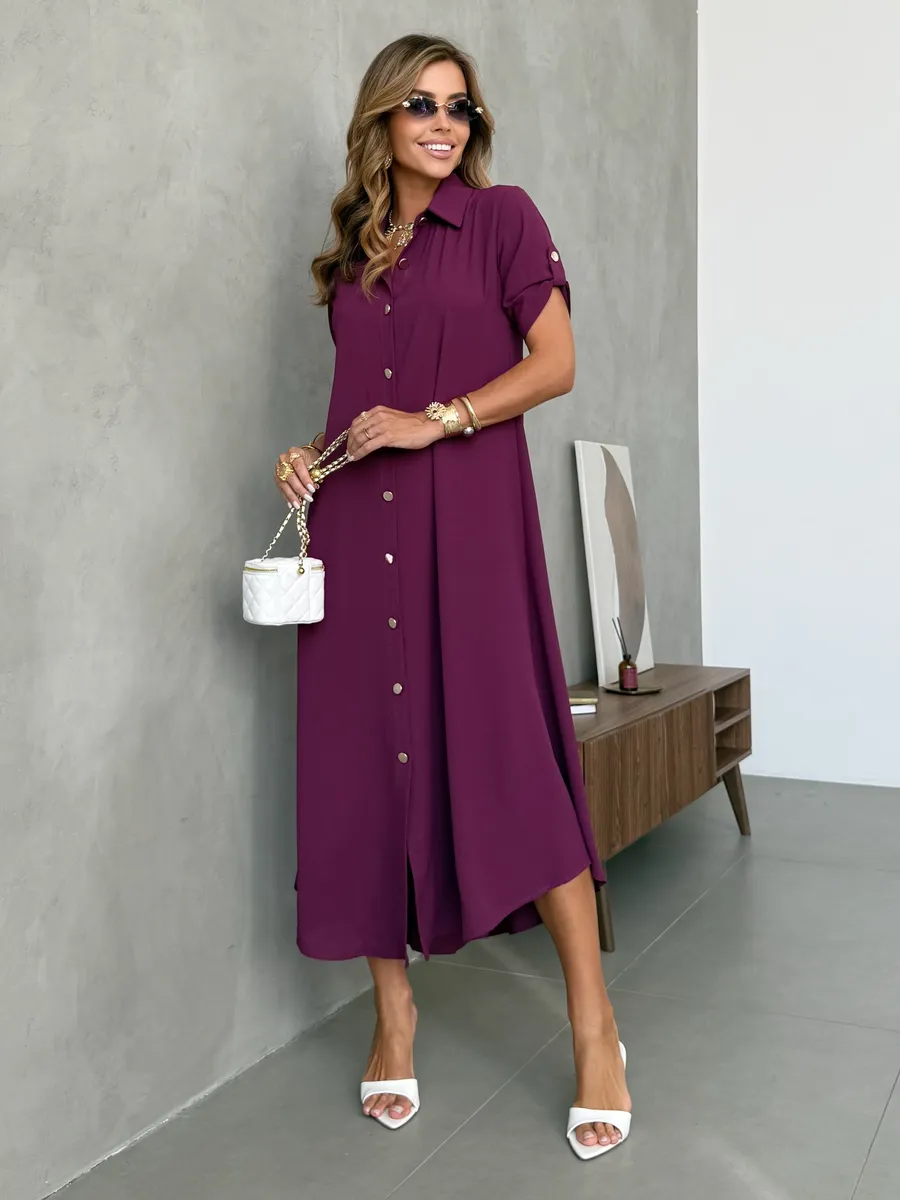 Фиолетовое длинное летнее платье повседневное