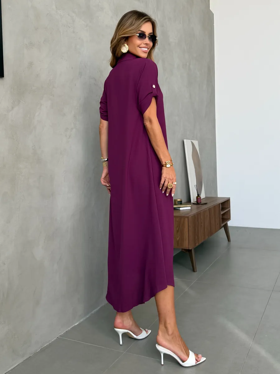 Фиолетовое длинное летнее платье повседневное