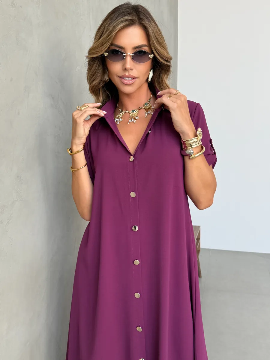 Фиолетовое длинное летнее платье повседневное