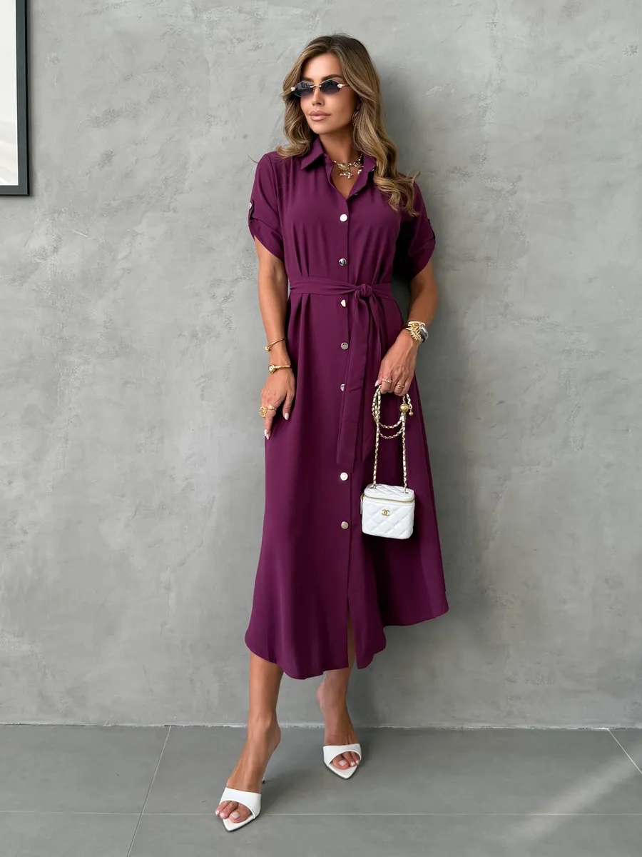 Фиолетовое длинное летнее платье повседневное