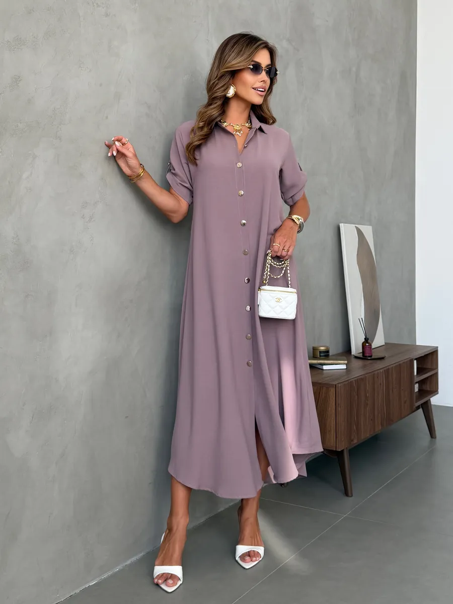 Коричневое длинное летнее платье повседневное