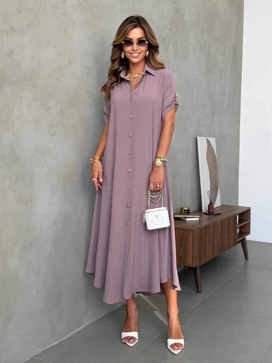 Коричневое длинное летнее платье повседневное