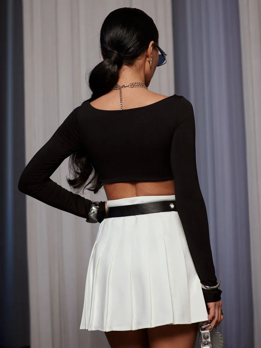 Белая юбка теннисная школьная в складку