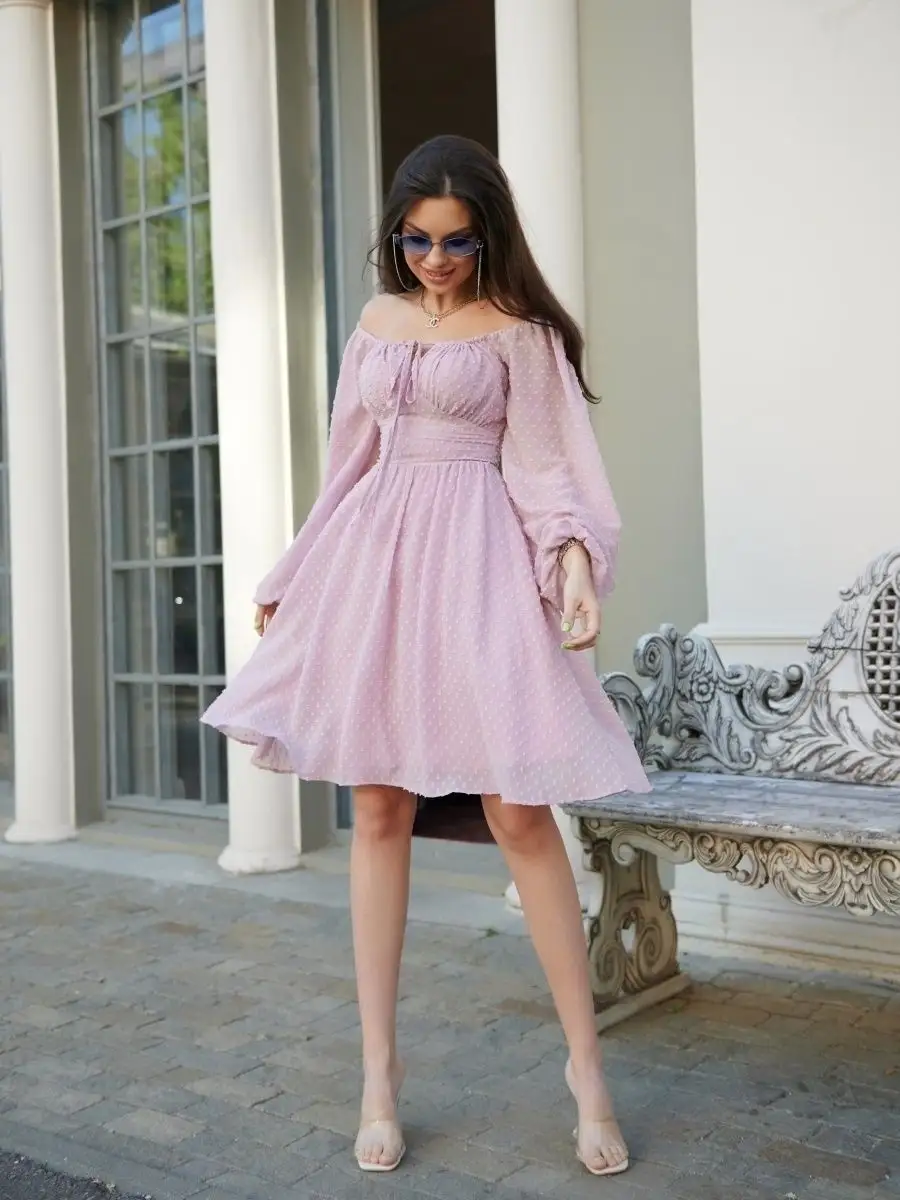 Пудровое платье вечернее нарядное