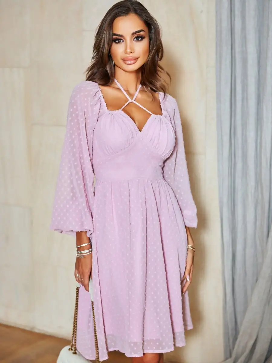 Пудровое платье вечернее нарядное