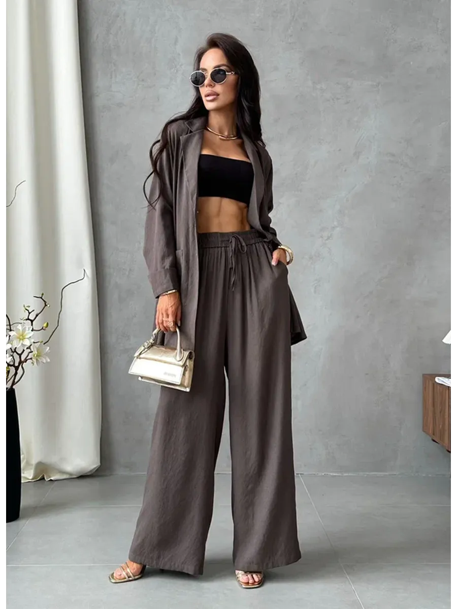 Хаки костюм брючный летний двойка с пиджаком