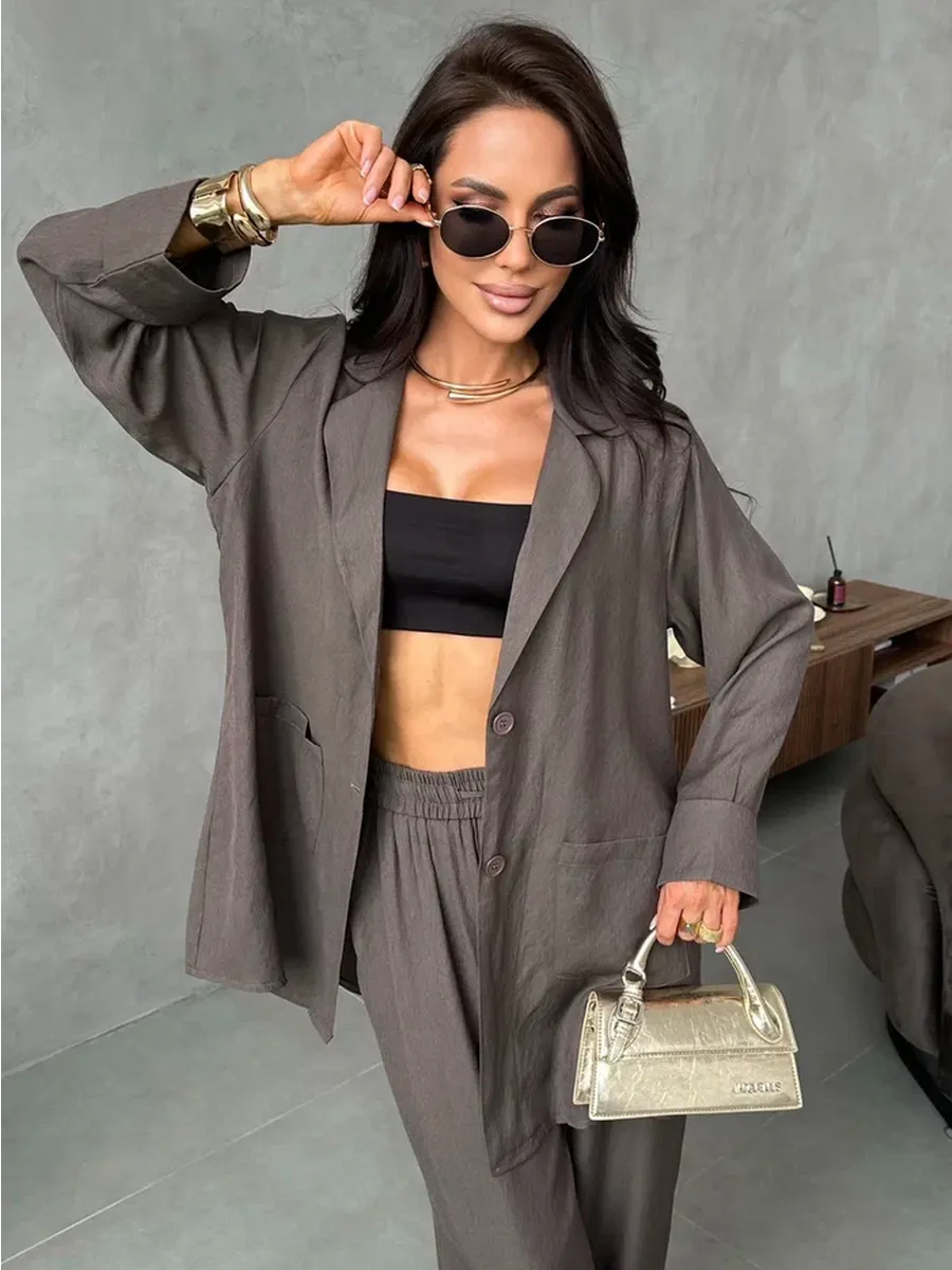 Хаки костюм брючный летний двойка с пиджаком